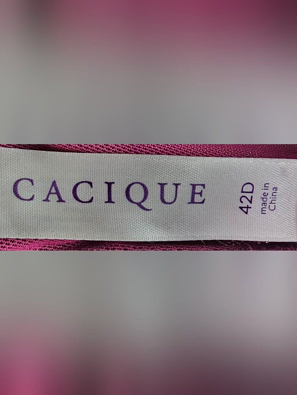 Cacique 42D Sheer Lace Underwire Bra in Berry with Black Trim - Picture 3 of 3